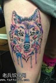 Tame wolf head tattoo pattern