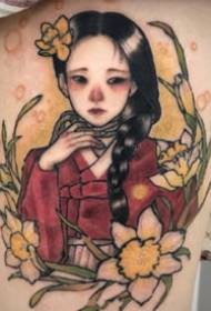 Намунаи силсилаи духтарон -9 дона рассоми татуировкаи Кореяи Neondrug расмҳои тасвирҳои рақамҳои духтарон