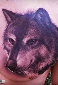 Chest wolf tattoo pattern