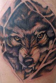 Dühös Farkas fej tetoválás minta
