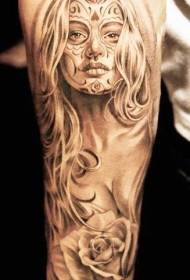 Arm brown cute death goddess tattoo picture