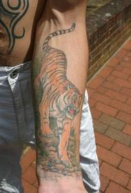 Arm color uphill tiger tattoo pattern
