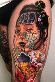 Kreativni lik portret tetovaža uzorak u stilu doodle