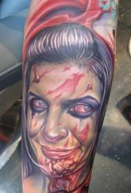 Arm color zombie girl tattoo portrait tattoo
