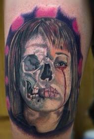 Scary half-a-half girl avatar tattoo pattern
