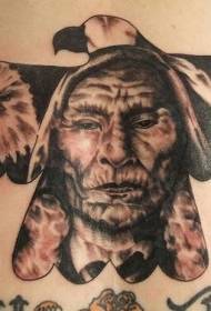 Indian wizard with wolf and eagle tattoo pattern
