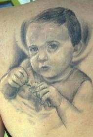 Little kid portrait and clover tattoo pattern