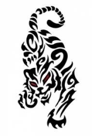 Црна сива скица креативен доминирачки исклучителен ракопис за тетоважа на тигар
