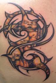 Zadná farba tribal horor kid tetovanie vzor
