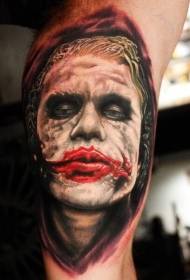 Голям зъл реалистичен стил цветен зъл клоун татуировка модел