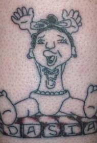 Baby tattoo patroon met zwarte lijnen op de rug