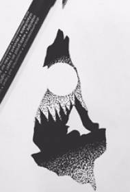 Serigala tato bulan purnama kreatif dan naskah tato serigala