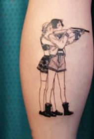 Veľmi roztomilý súbor kreslených módy tetovanie tetovanie dievčatko
