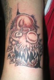 Motif de tatouage de clown monstre en dents de scie