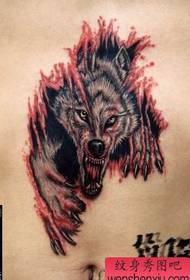 Wolf tattoo pattern: abdomen tearing wolf head tattoo pattern