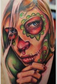 Jasny wzór śmierci portret tatuaż dziewczyna