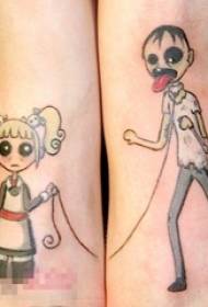 Maalattu akvarelli sarjakuva-pelle tatuointi malli tyttö jalka