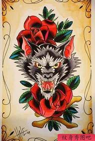 Un classico popolare modello di tatuaggio testa di lupo europeo e americano
