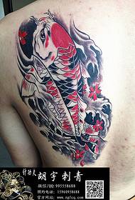 Shoulder spotted red squid tattoo