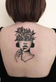 Black gray girl, a bit of a girl's black gray tattoo pattern