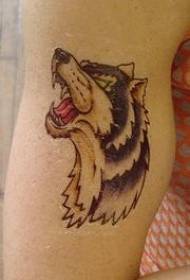 Crying wolf cartoon style tattoo pattern