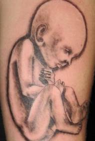 Newborn baby black gray portrait tattoo pattern