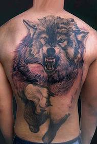 Back traditional wolf tattoo picture