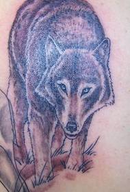 Cautious wolf tattoo