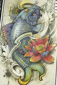 traditional squid lotus tattoo pattern