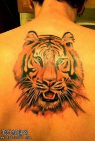 Back handsome tiger head tattoo pattern