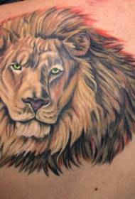 back color realistic lion head tattoo picture