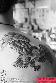 girls shoulders handsome black eagle tattoo Model