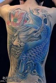 full back blue squid tattoo pattern