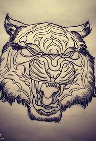 Manuscript line lion tattoo pattern