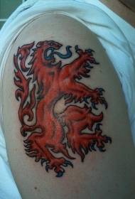 shoulder color red lion tattoo pattern