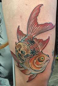 thigh red small koi tattoo pattern