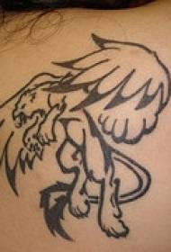 čierny okrídlený lev tetovanie