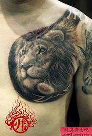 male chest is very handsome classic lion head tattoo pattern