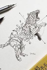 Manuscrito Esbozo Xeometría Tótem Patrón de tatuaje de tigre