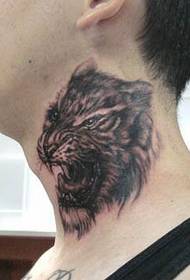 Patró de tatuatge de tigre: Patró de tatuatge de cap de tigre de coll
