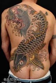 full back black squid tattoo pattern