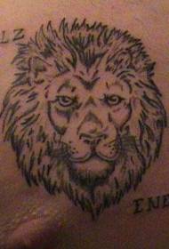 piept de leu negru model de tatuaj englezesc