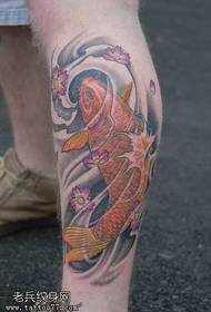 leg red squid tattoo pattern