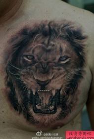 male and female super handsome black and white lion head tattoo pattern