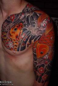 halv röd bläckfisk tatuering mönster