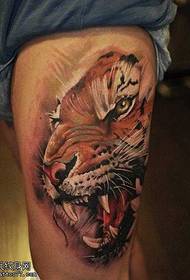 leg domineering tiger head tattoo pattern