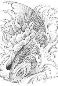 經典美麗的黑白魷魚紋身手稿