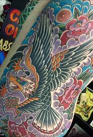 abdomen watercolor big eagle tattoo pattern
