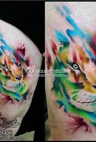 Thigh Watercolor Tiger Tattoo Pattern