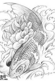 manuscript black and white squid tattoo pattern